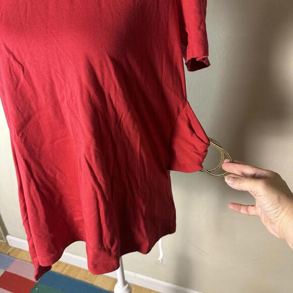 NWT Anthropologie Dakota Women's Red Belted Waist Shirt Western Y2K Vibe Sz M - Picture 10 of 12